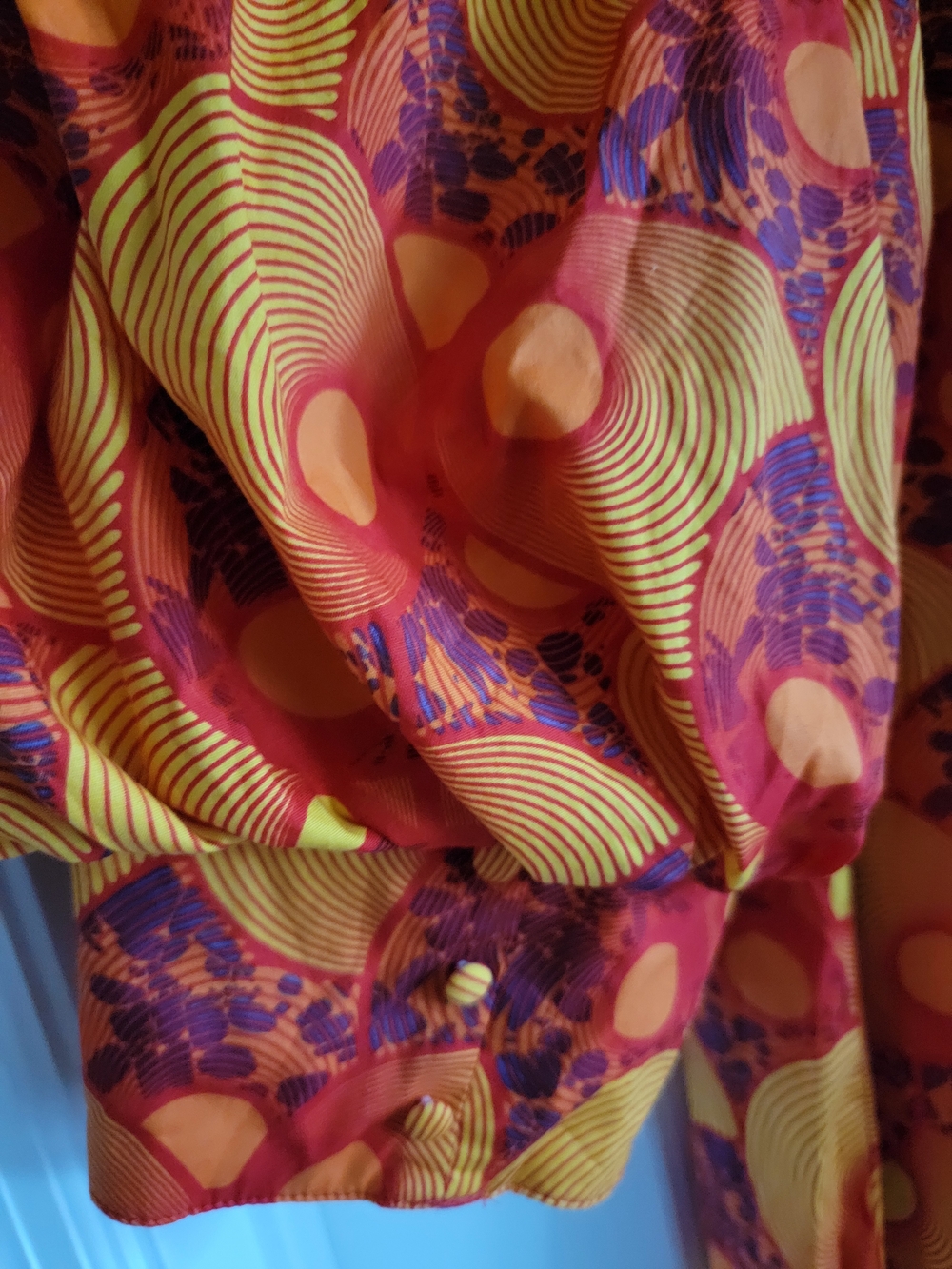Ashro Orange and Yellow Geo Puff Sleeve Blouse - Picture 10 of 13